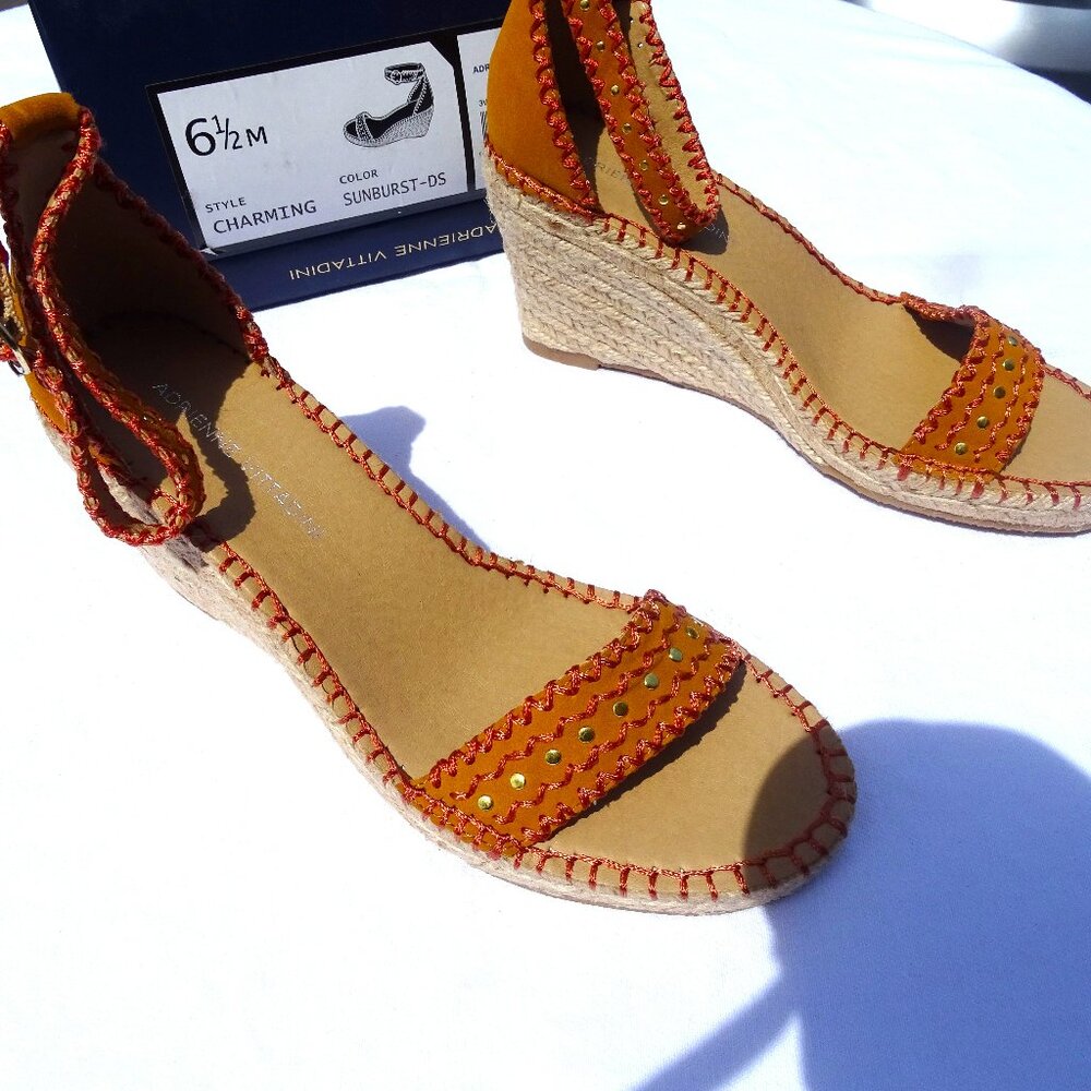 Adrienne Vittadini Espadrille Wedge Sandal Nib Sunburst 6.5M